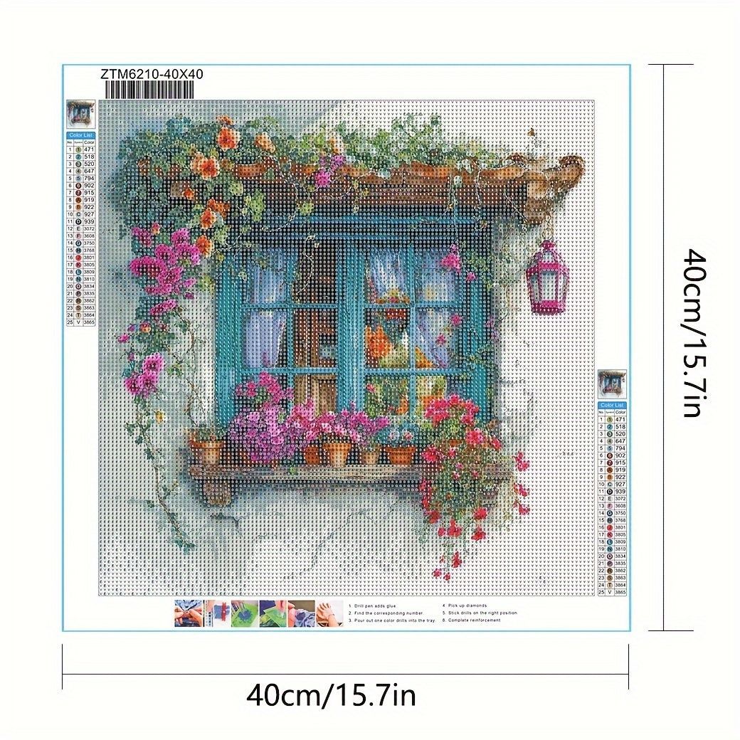 ウォールステッカー 窓ウォールステッカー 40x40cm 花の窓辺の