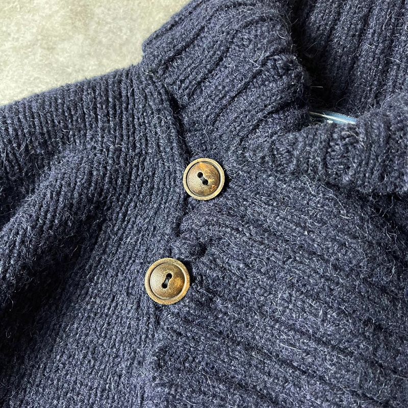 ラルフローレン90s ショールカラーニットチャコールグレーアルパカXL