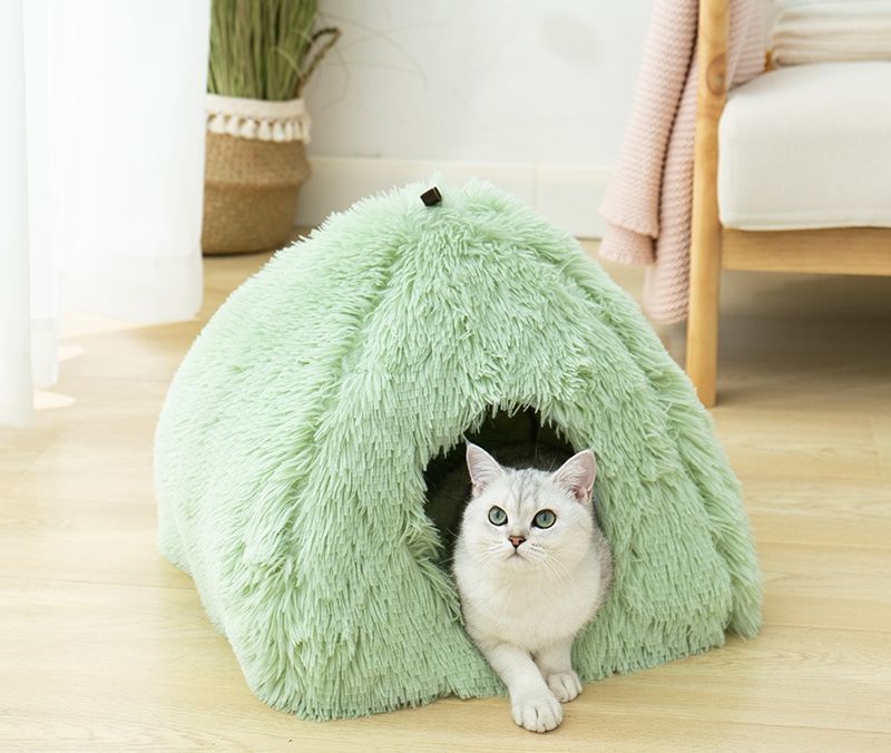 猫ハウス 冬 猫用ベッド ドーム型 ペットベッド ペットハウス 猫ハウス 犬ベッド 寝床 面白い 猫 犬 ペット ペット用品 厚み 保温防寒 快適 柔らかい おしゃれ ふわふわ 暖かい もこもこ あったか ぐっすり眠れる lingmiao08