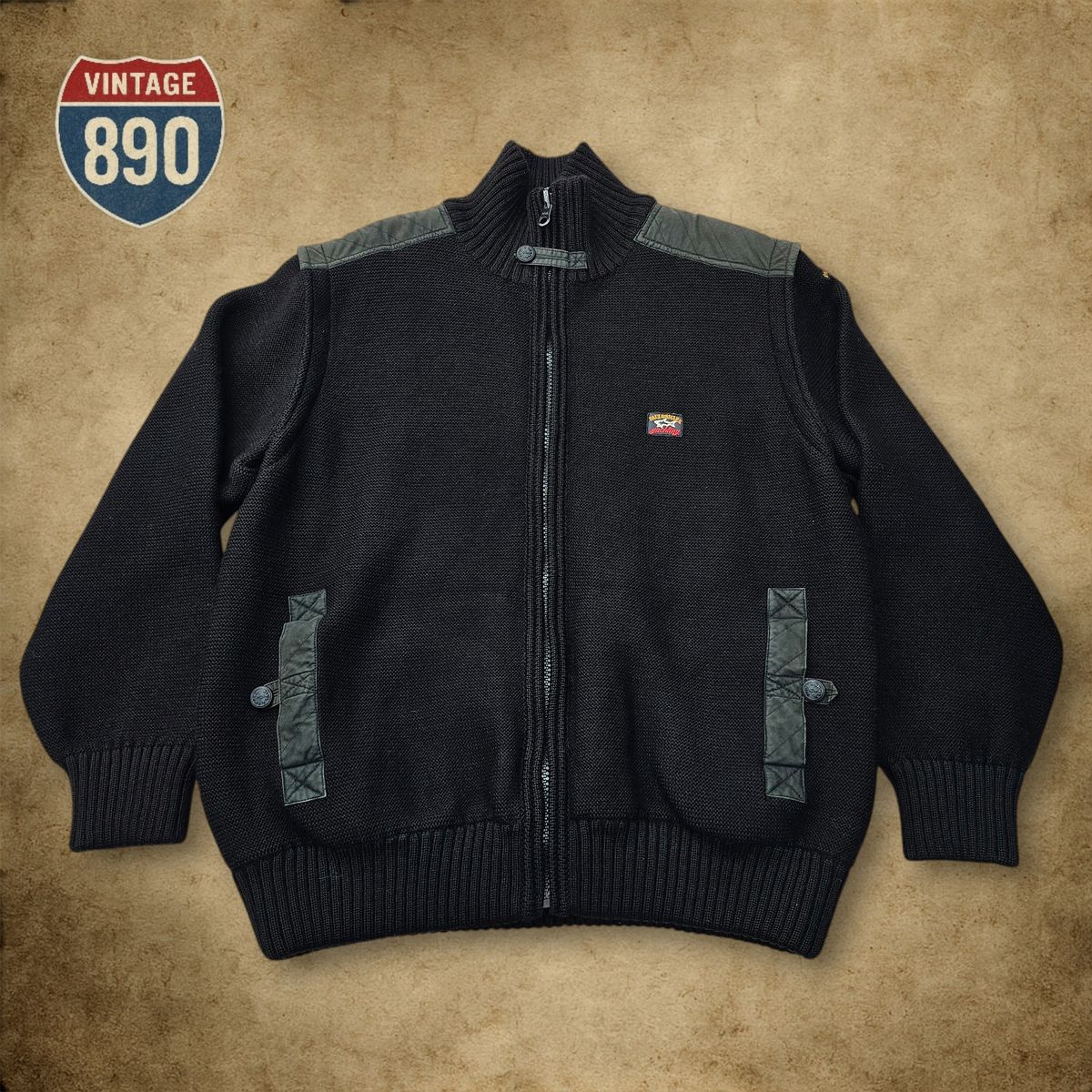 L Paul ＆ Shark VTG ポール-シャーク リバーシブル ニット セーター ボンバー ジャケット