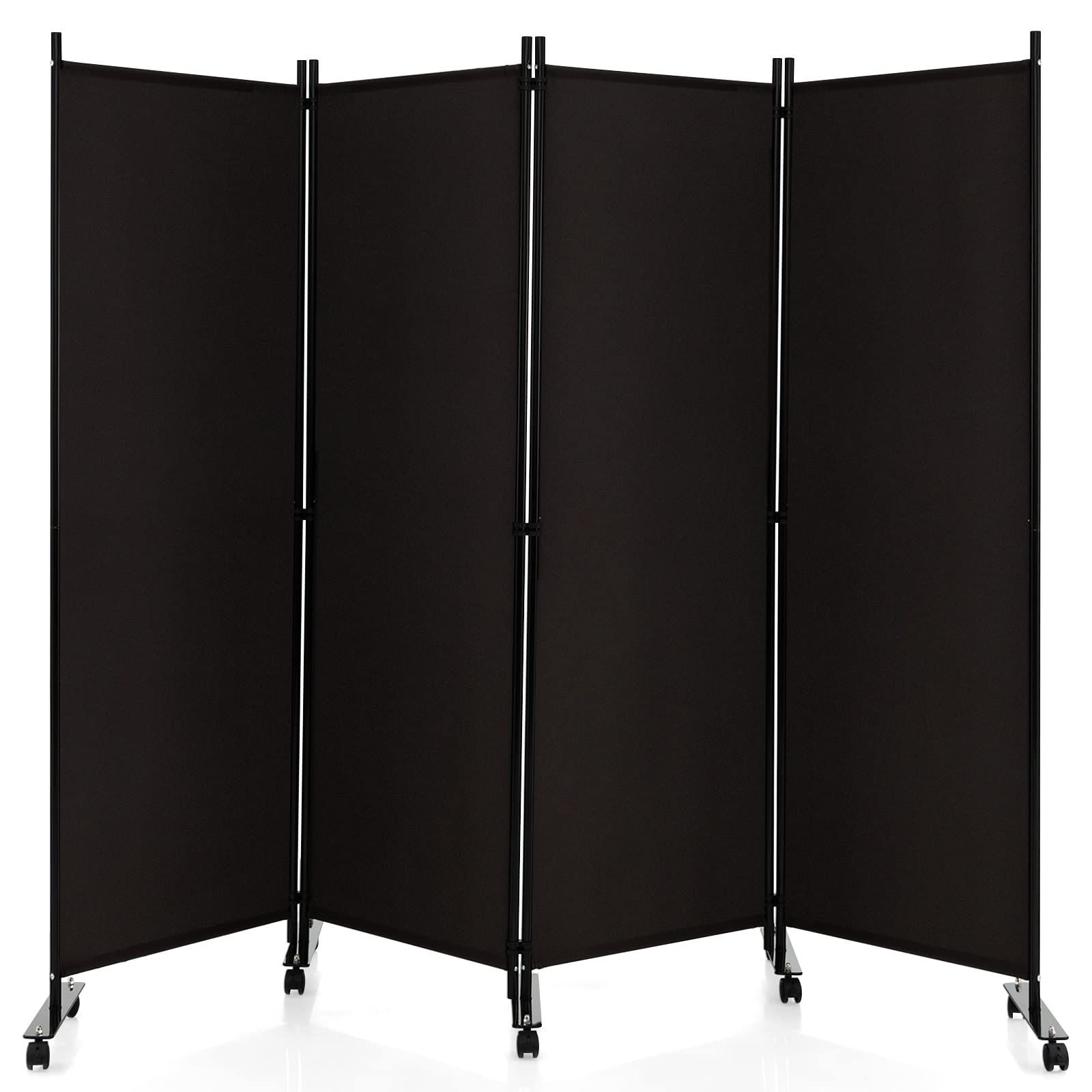 衝立 目隠し おしゃれ スクリーン 屏風 布タイプ オフィス 幅225cm 高さ173cm 折りたたみ 事務所 キャスター付き 4連 パーテーション クリニック 間仕切り COSTWAY
