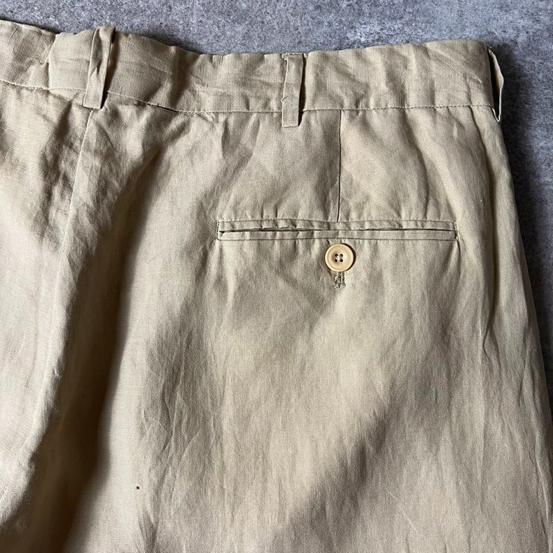 90s POLO RALPH LAUREN ノータック リネン シルク スラックス パンツ