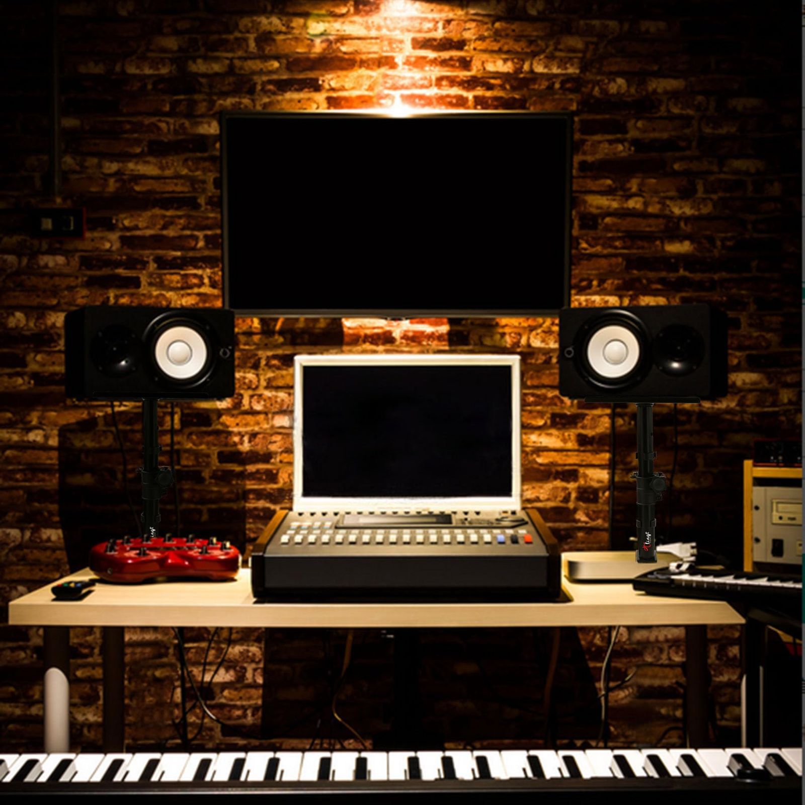 クランプ モニタースピーカースタンド 小型 高さ22～36cm，角度-10°～+