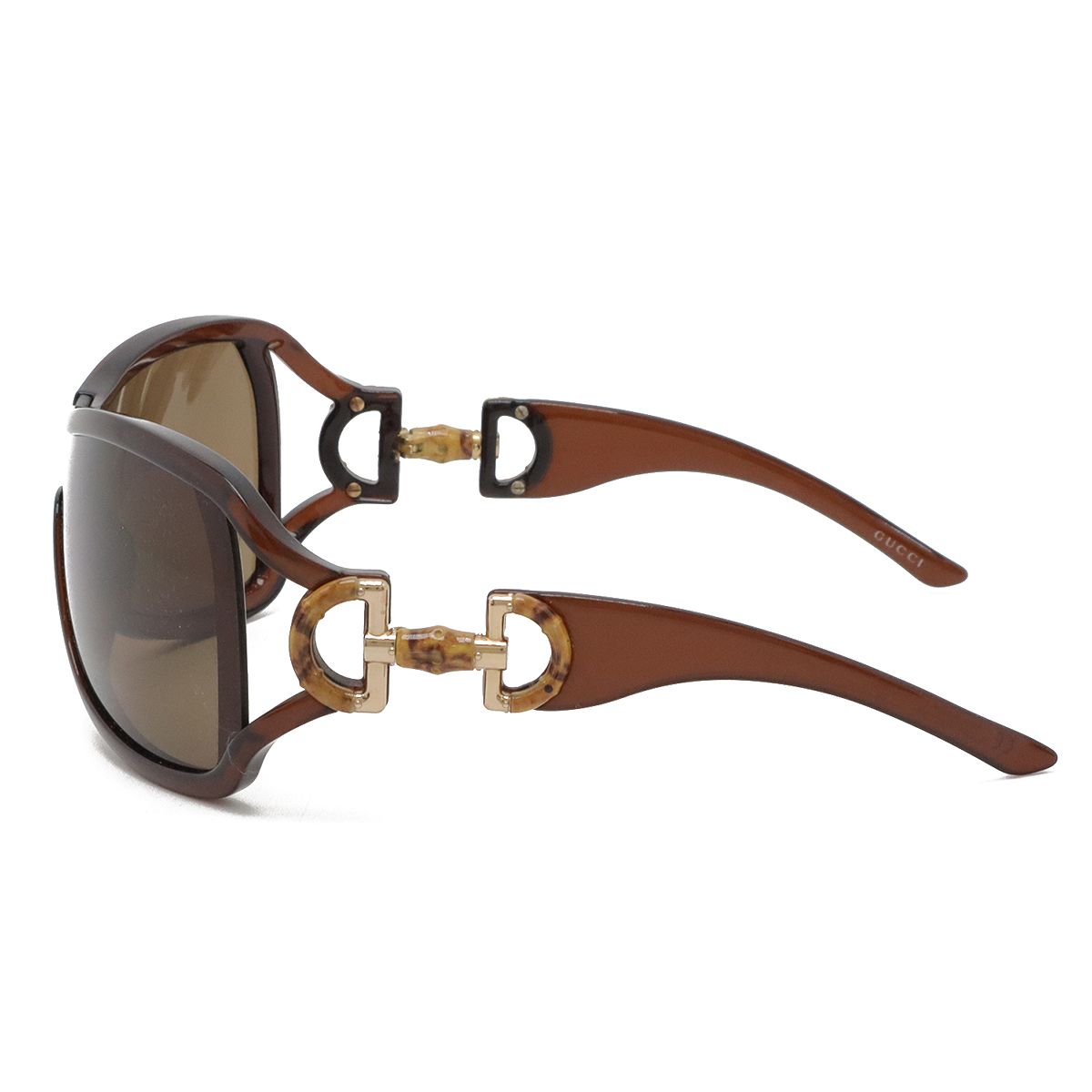 極美品　GUCCI　サングラス　ホースビット・バンブー　ブラウンレンズ・フレーム GUCCI グッチ バンブー ホースビット サングラス アイウェア