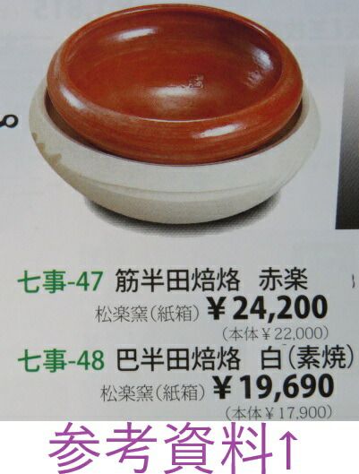 七月◇特売品）【炭所望/廻り炭】楽助作 半田焙烙一双 赤 筋半田