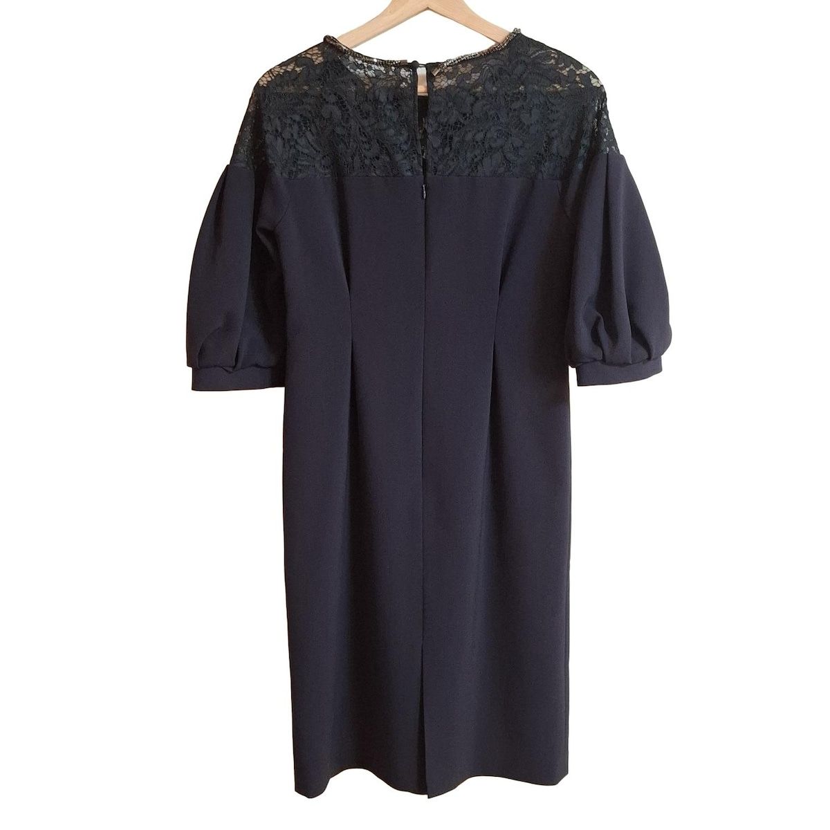 Diagram GRACE CONTINENTAL ダイアグラム ワンピース サイズ36 S レディース - 黒 半袖 ひざ丈 ビジュー レース 異素材切替