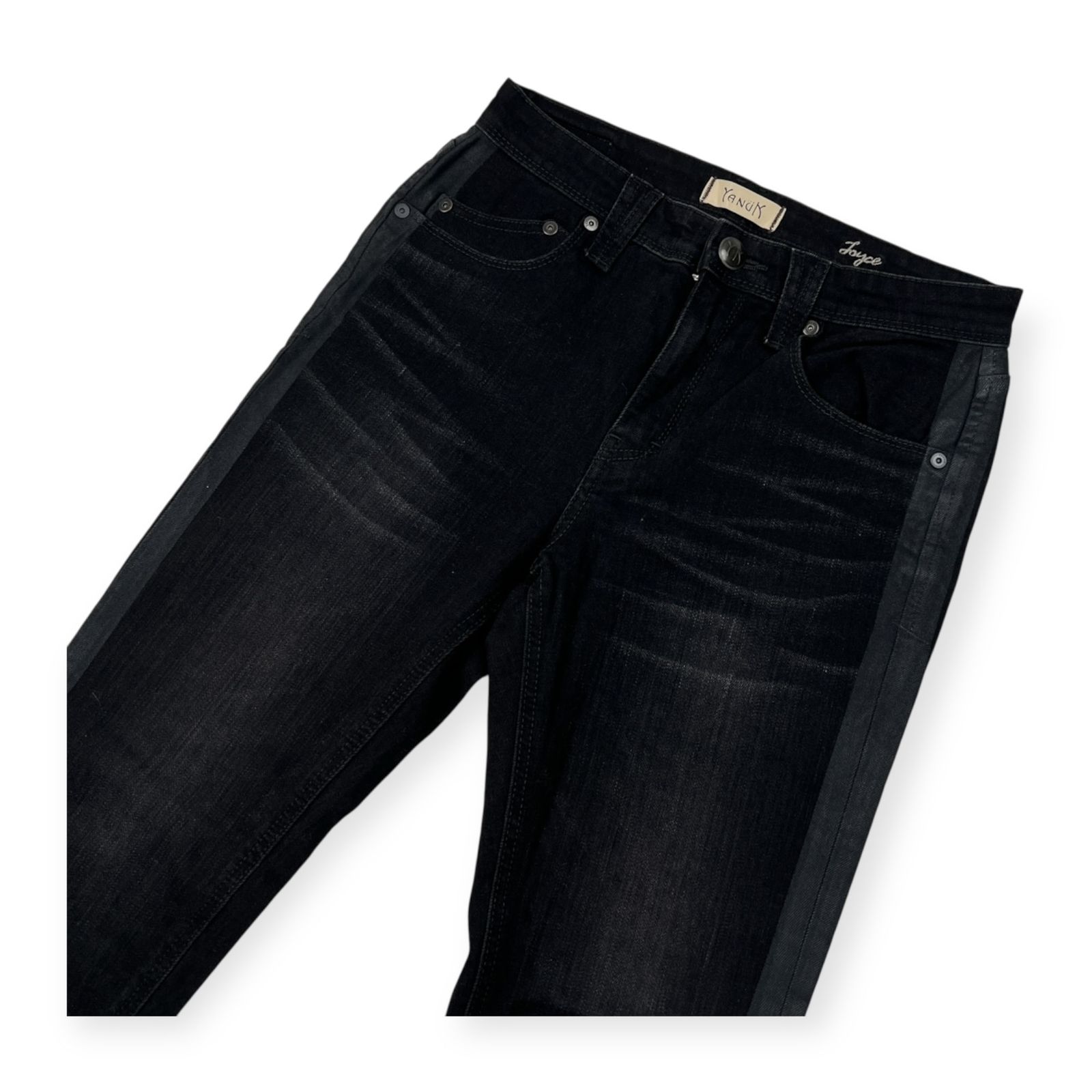 YANUK ヤヌーク サイドライン デザイン ブラックデニム パンツ  