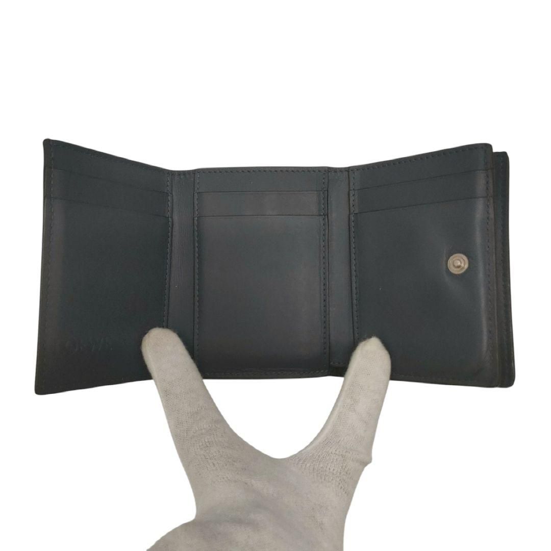 ロエベ 三つ折り財布 トライフォールドウォレット ネイビー ソフト