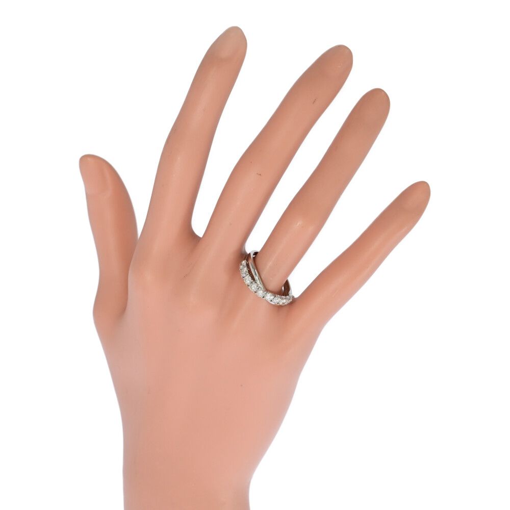 1カラット ツイストデザイン 天然ダイヤモンドリング プラチナ900 1ct/10P・ツイスト ダイヤモンド リング・指輪/Pt900-4g/15号/#55