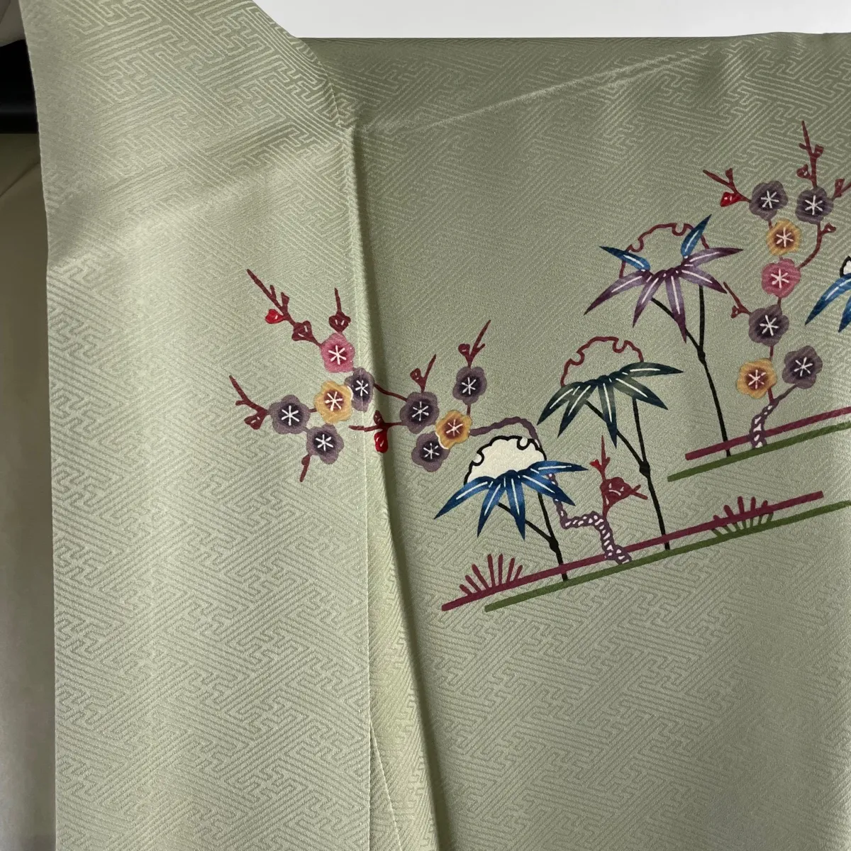 袖巾→345㎝7038□ 野の花に跳ね兎 手描き訪問着 美品 - mediacodbf.com