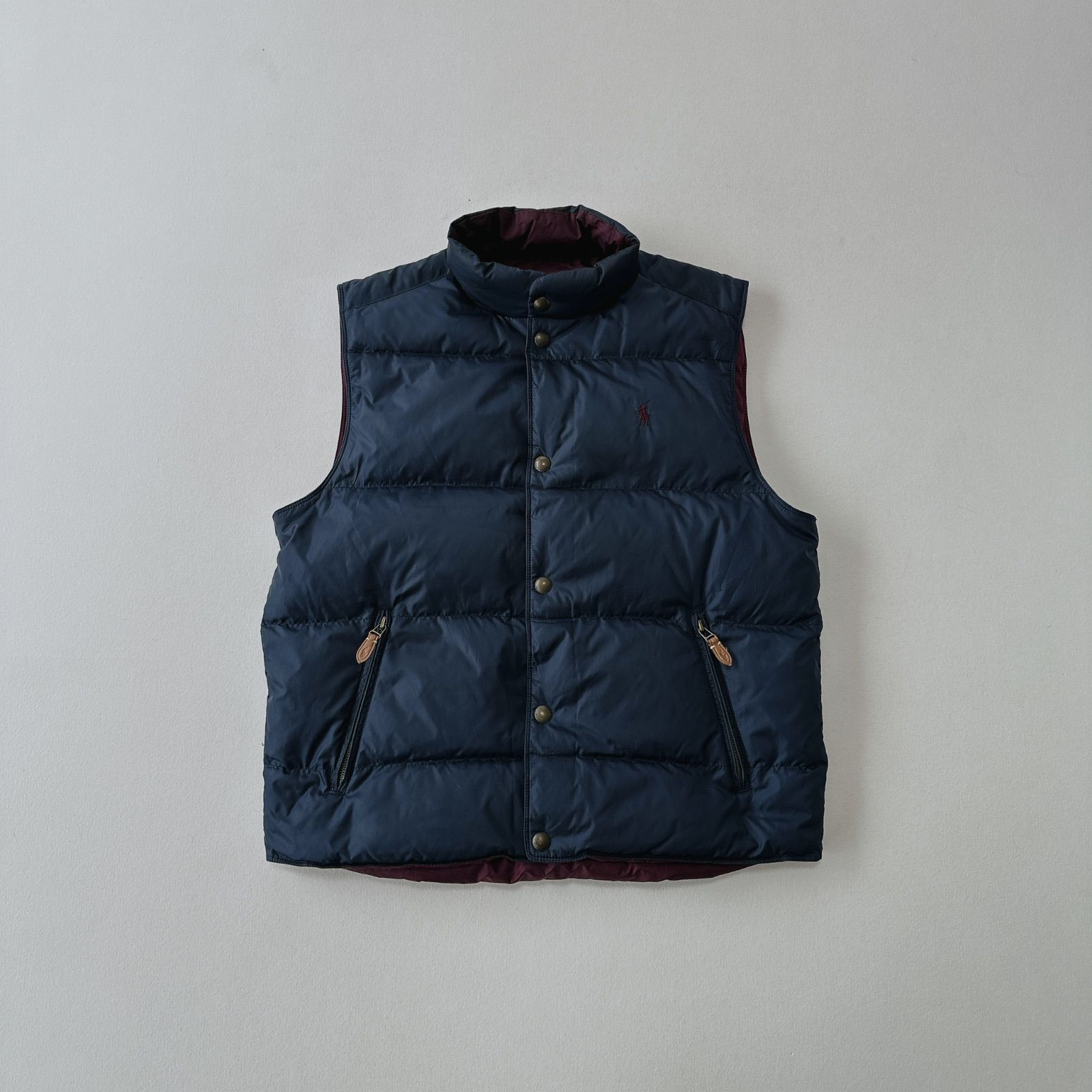 90s ラルフローレン リバーシブル ダウンベスト ポニー刺繍ロゴ Polo