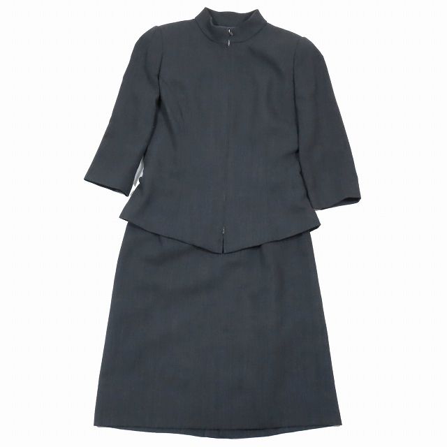 ハナエモリ　ワンピーススーツ　セットアップ　半袖　未使用に近い ハナエモリ HANAE MORI スーツ セットアップ ジップアップ