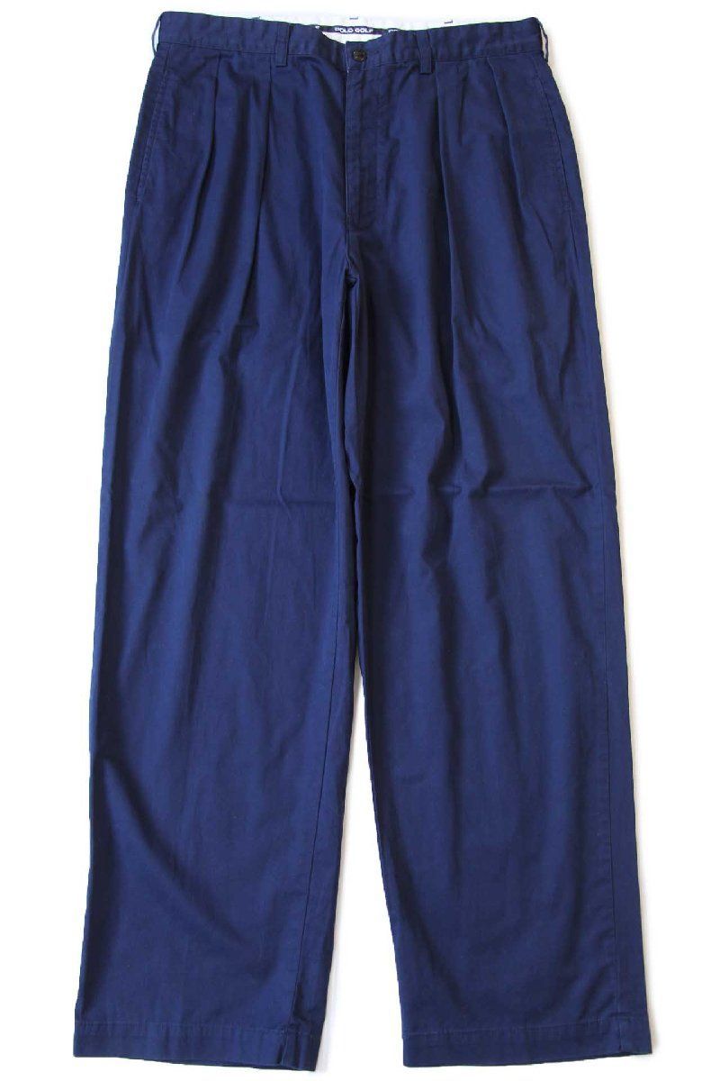 90s POLO GOLF ラルフローレン CLASSIC GOLF PANT ツータック コットンパンツ 紺 W35 オールド クラシック ゴルフ チノパン スラックス