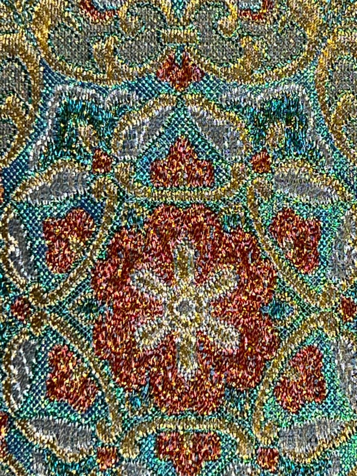 豪華絢爛綺麗華麗美品ブルーグリーン⭐️陽文綴⭐️正絹六通袋帯 豪華絢爛綺麗華麗美品ブルーグリーン⭐️陽文綴⭐️正絹六通袋帯