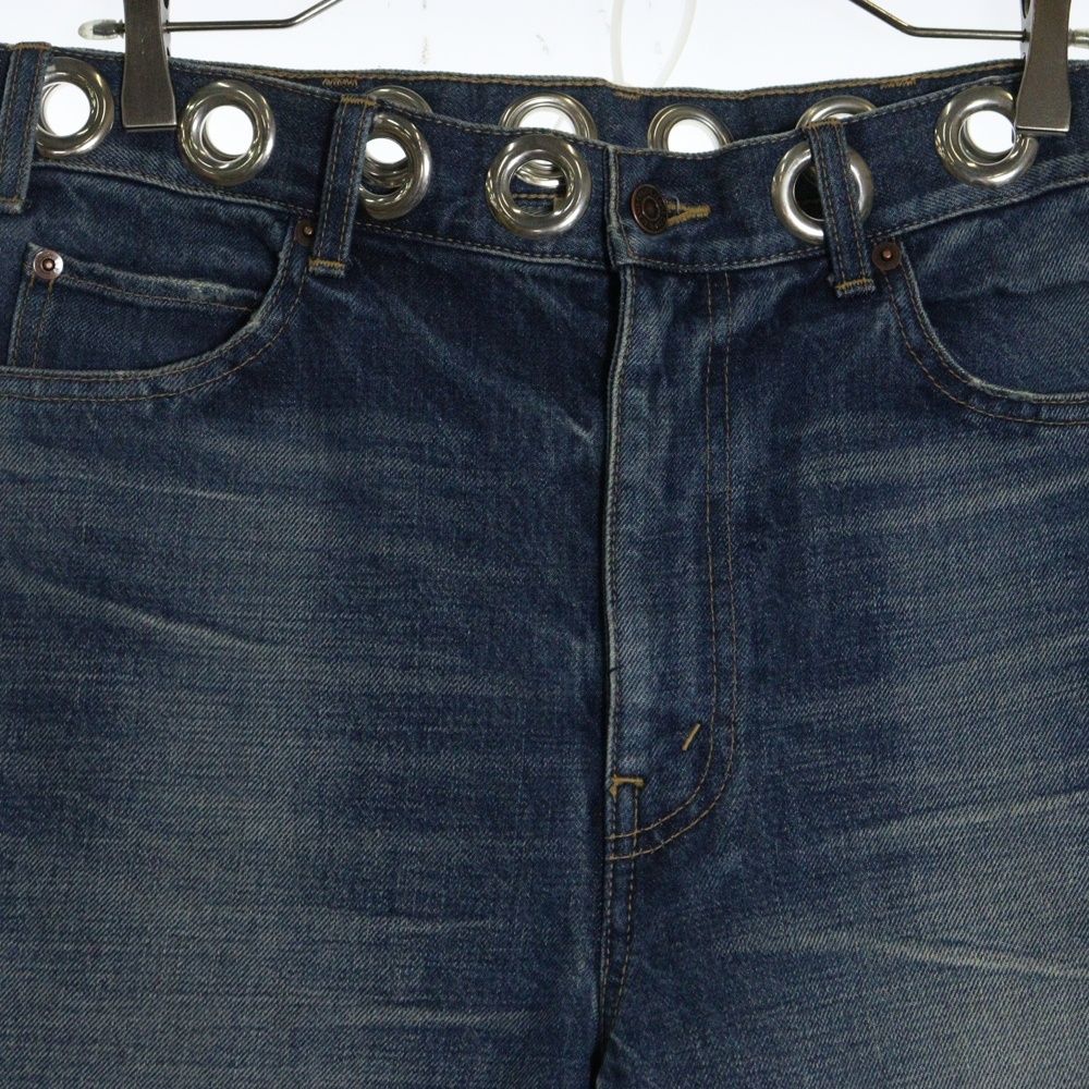 CELINE (セリーヌ) 22SS ユーズド加工 アイレット ハトメ ミドルライズ フレア ワイド サーフ デニムパンツ ジーンズ ...