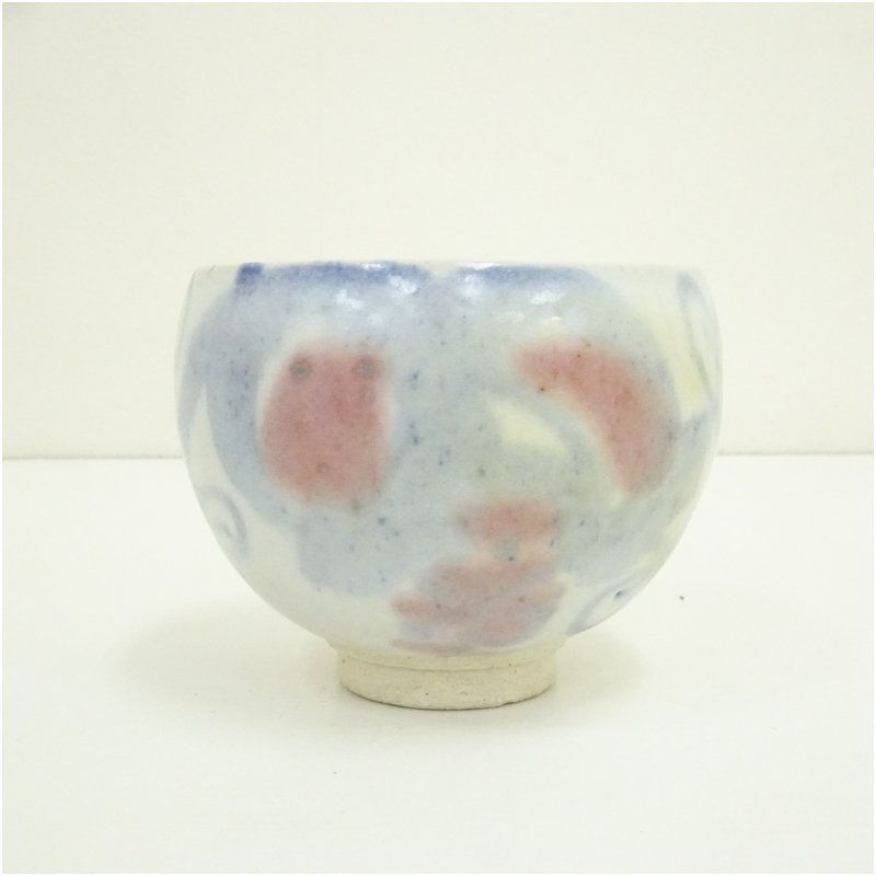 王母窯造 染付柘榴茶碗（清水千深絵付・書付）（共箱） 茶道 抹茶