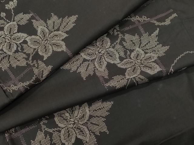 平和屋着物○本場大島紬 草花文 正絹 逸品 CAAU9733vf 平和屋着物○本場