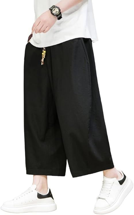 【在庫処分】[foveitaa] ワイドパンツ サルエルパンツ 九分丈 夏服 メンズ リラックスパンツ エスニック ゆったりパンツ 涼しい 大きいサイズ アラジンパンツ ズボン ハーフパンツ ボトムス 幅
