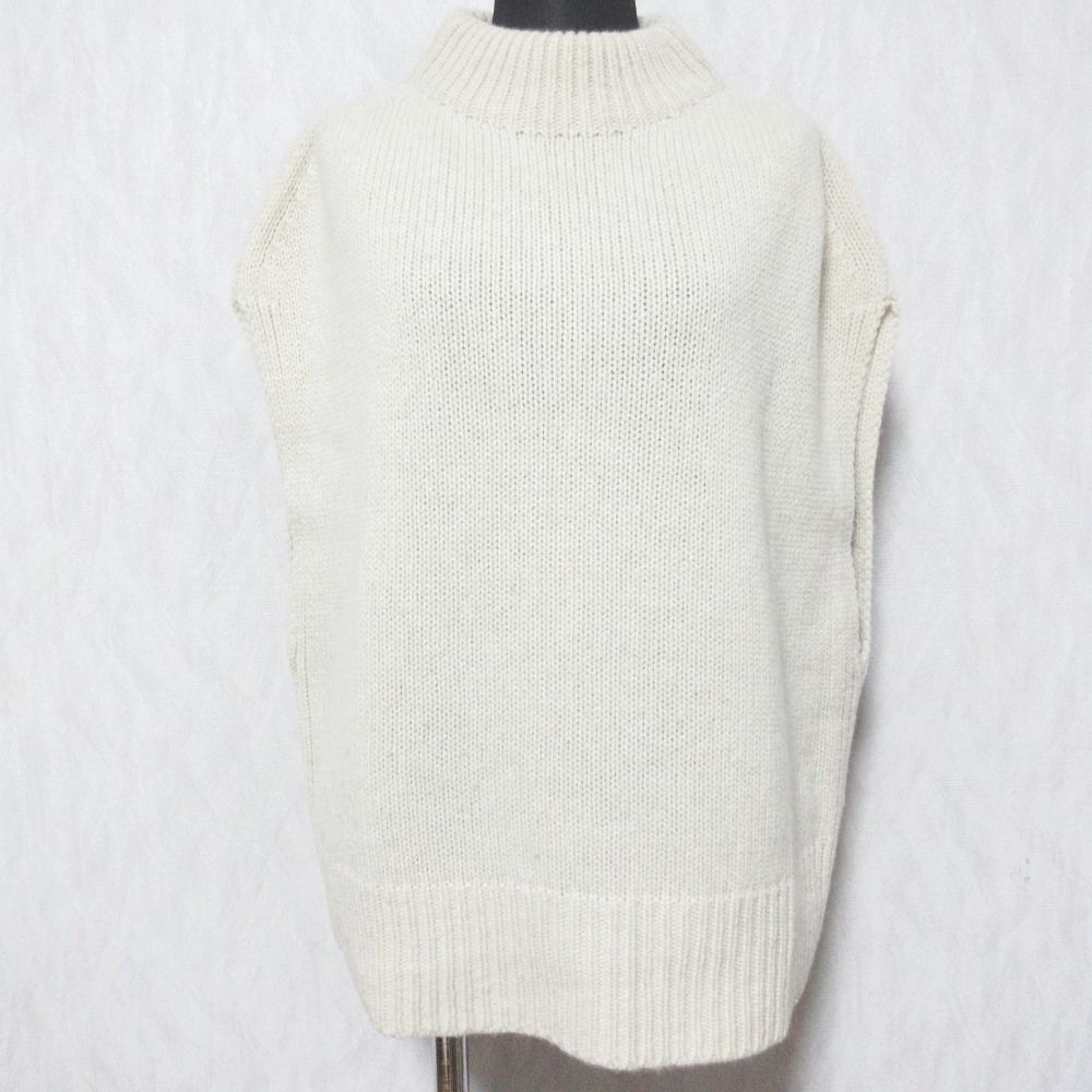 美品 21AW GALERIE VIE ギャルリーヴィー ファインウール ビルドネックベスト 23-02-14-02105 S ライトベージュ レディース 古着 中古 美品 21AW GALERIE VIE ギャルリーヴィー ファインウール ビルド