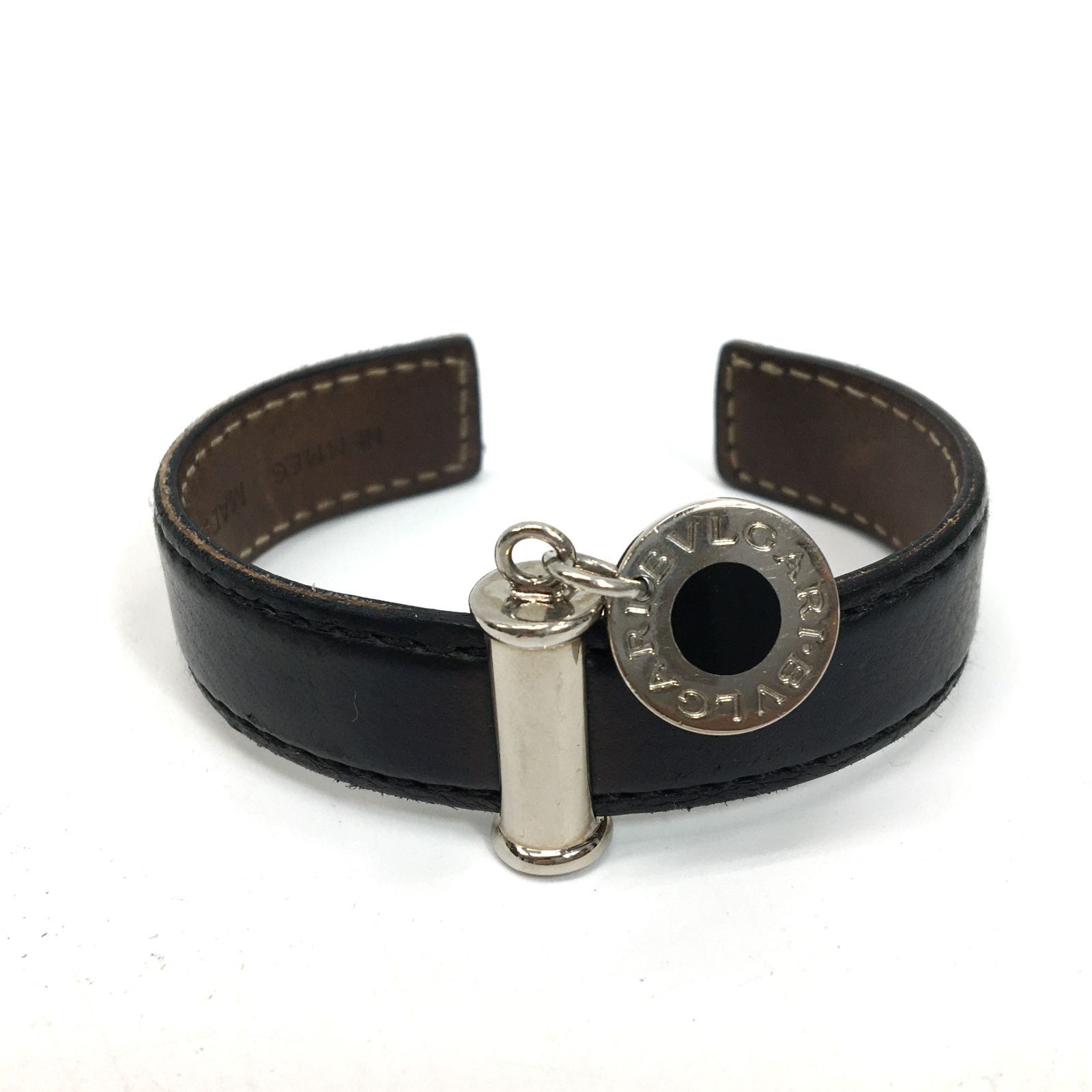 BVLGARI ブルガリ カフブレスレット ブレスレット バングル レザー 黒 