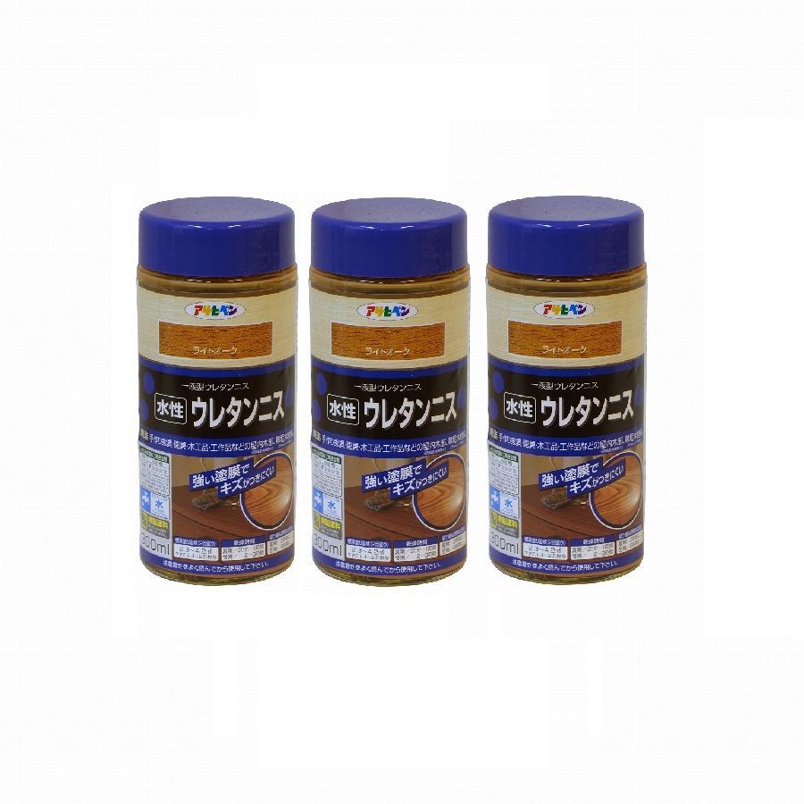 アサヒペン 水性ウレタンニス ３００ＭＬ ライトオーク 3缶セット【BT