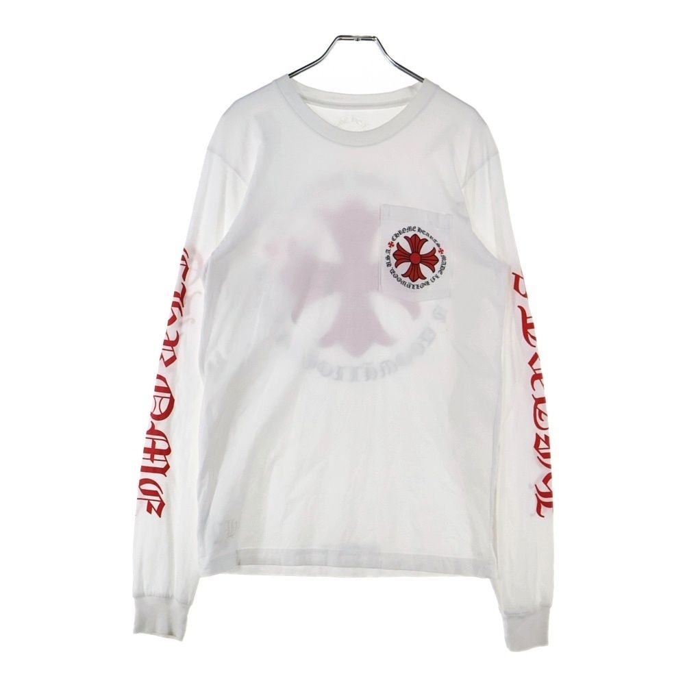 CHROME HEARTS クロムハーツ CH PLUS フロントCHプラスプリント クルーネック 長袖Tシャツ ホワイト