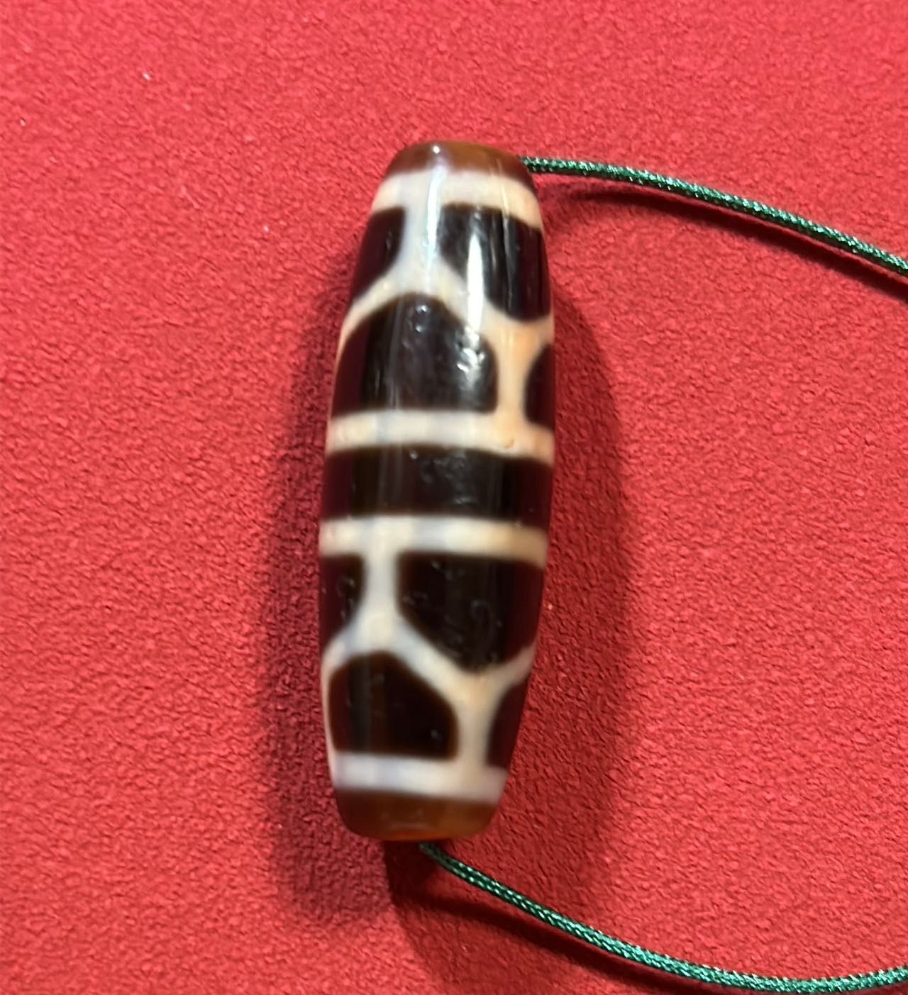 亀甲長寿天珠 朱砂入り天珠／チベット 天珠 dZi ジービーズ 西蔵  