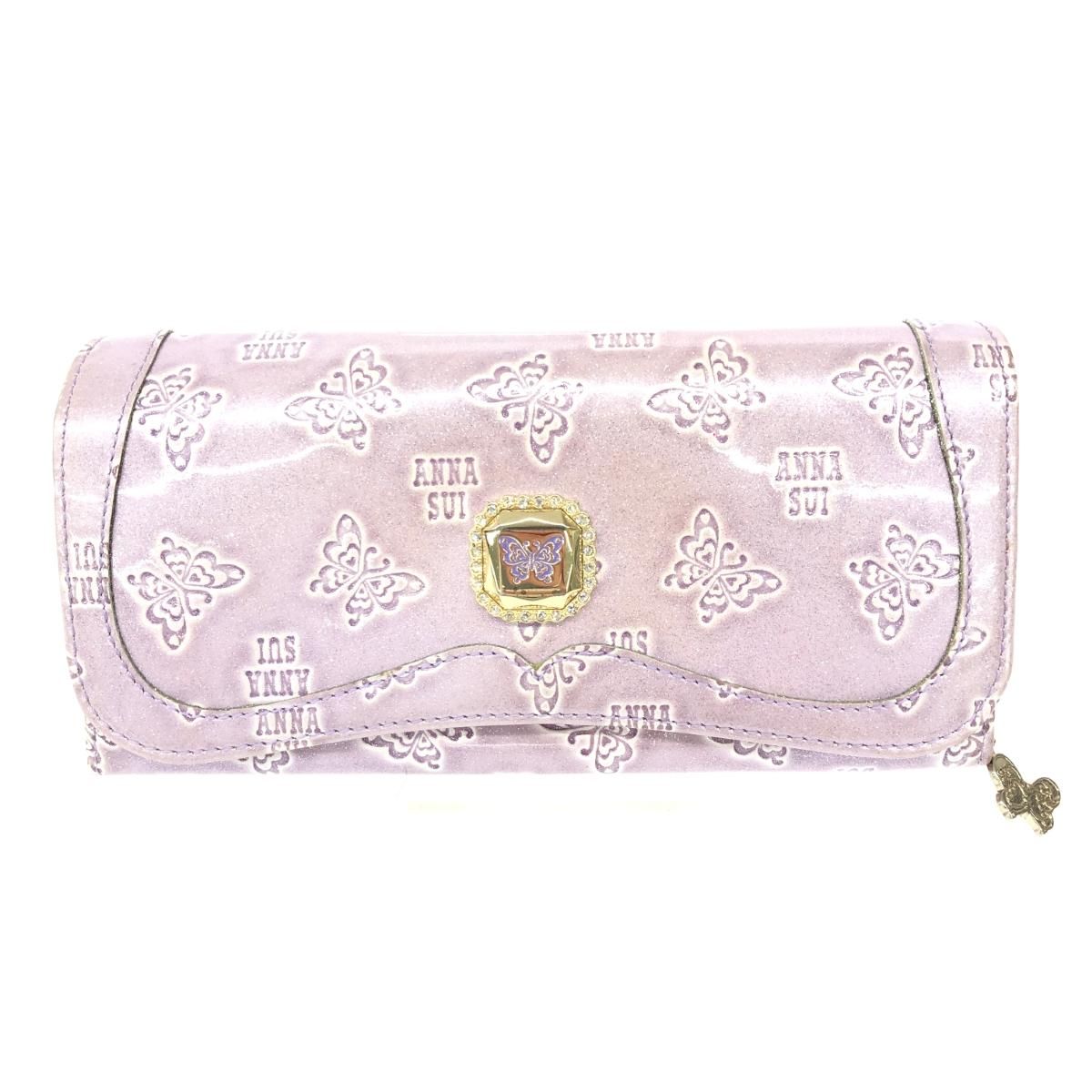 ANNA SUI アナスイ 二つ折り長財布 財布 ライトパープル エナメル