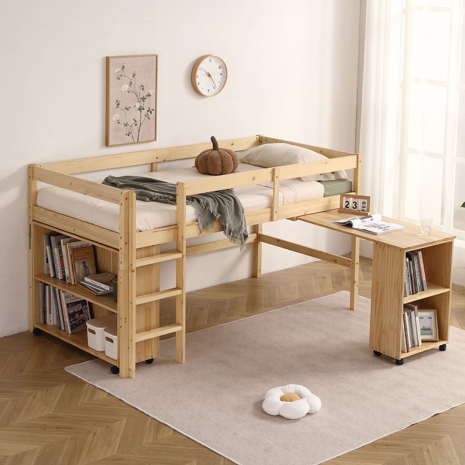 システムベッド ロフトベッド 階段付き S 木製 高さ120cmシングル