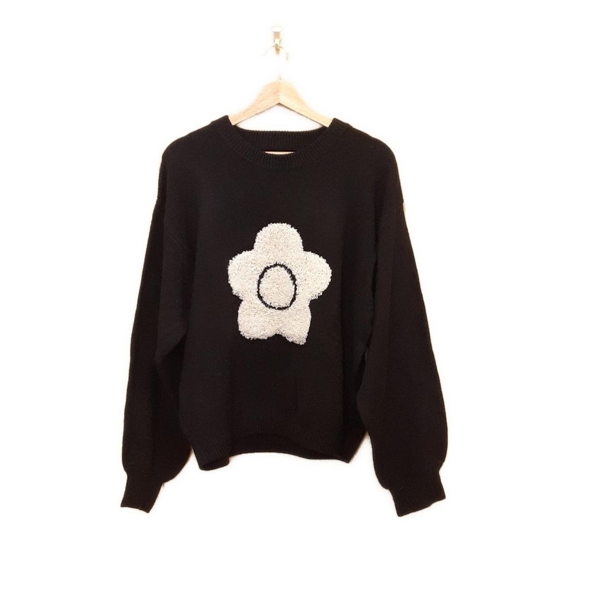 MARY QUANT マリークワント 長袖セーター サイズF レディース - 黒×アイボリー クルーネック|PUBLUX