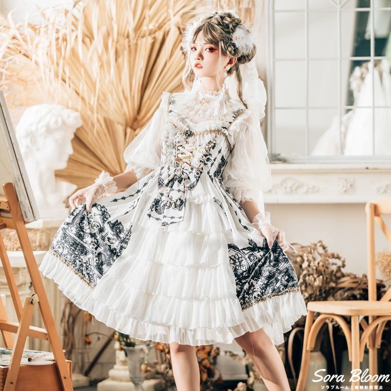 2025新作 ゴシック風 魔女デザイン Lolita JSK 吊りスカート 2色展開  