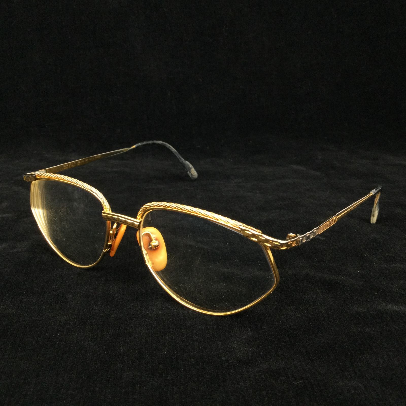 1311 vintage TIFFANY LUNETTES 23k gold plated glasses ゴールドフレーム ティファニー ルネッツ  眼鏡フレーム 先セル 鼻パッド ムービングパッド 付き - メルカリ