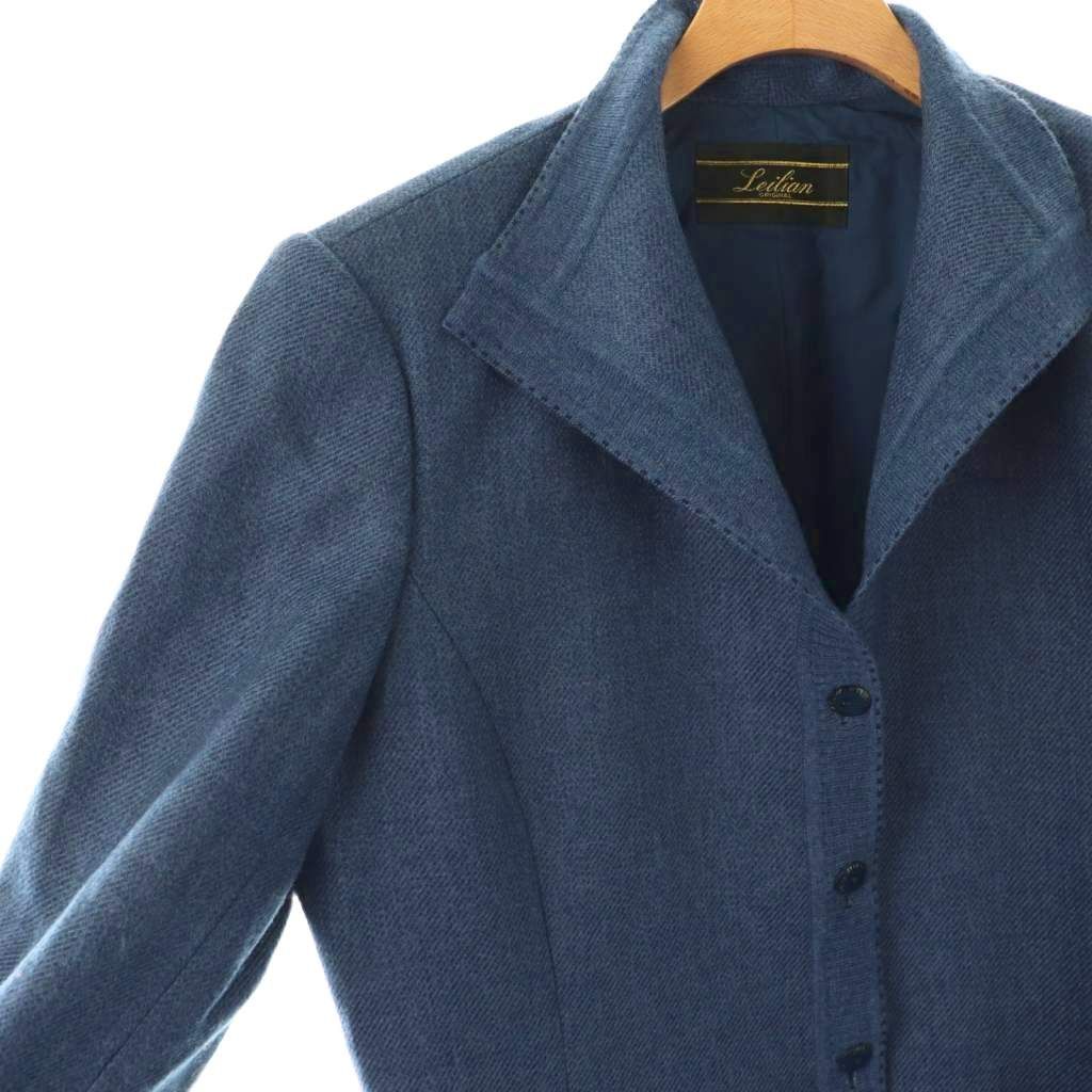 レリアン Leilian ウール ショートコート ジャケット 11 ブルー