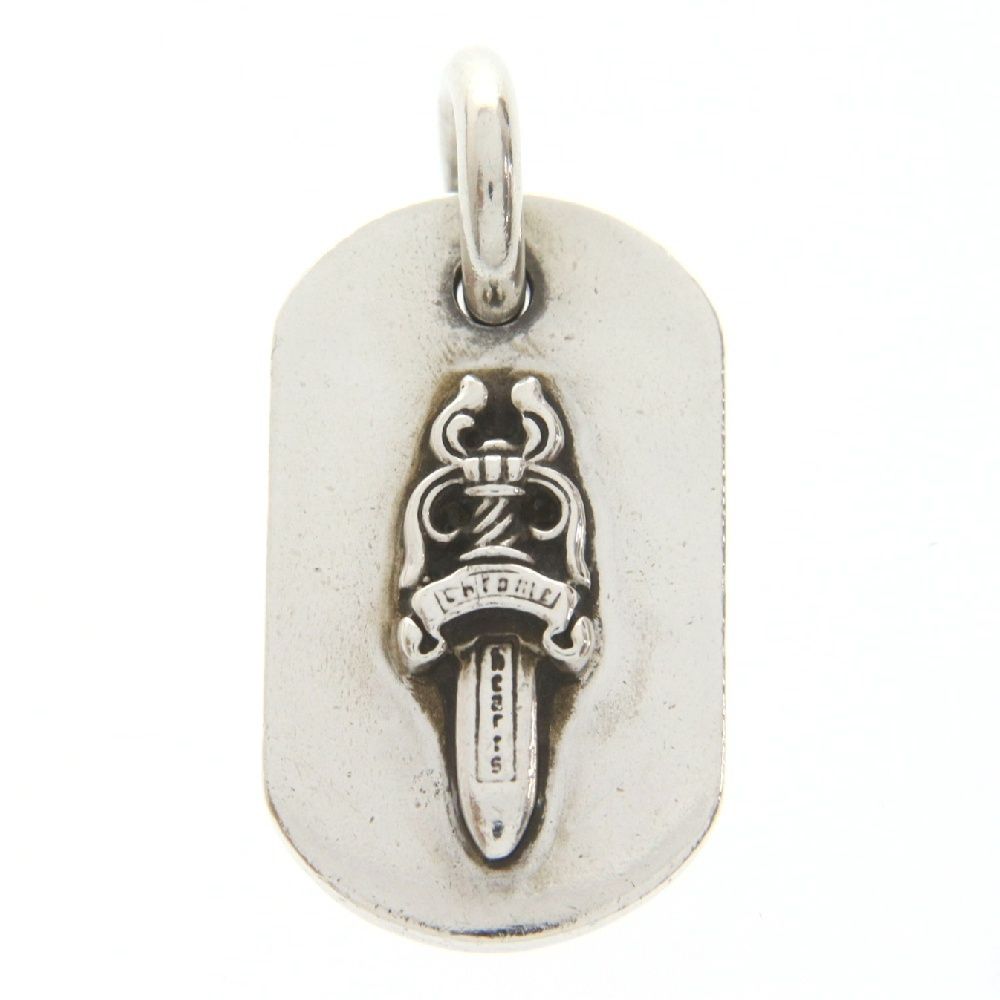 CHROME HEARTS (クロムハーツ) DT SLV SM RSD DGGR レイズドドッグタグ ダガー シルバーネックレストップ