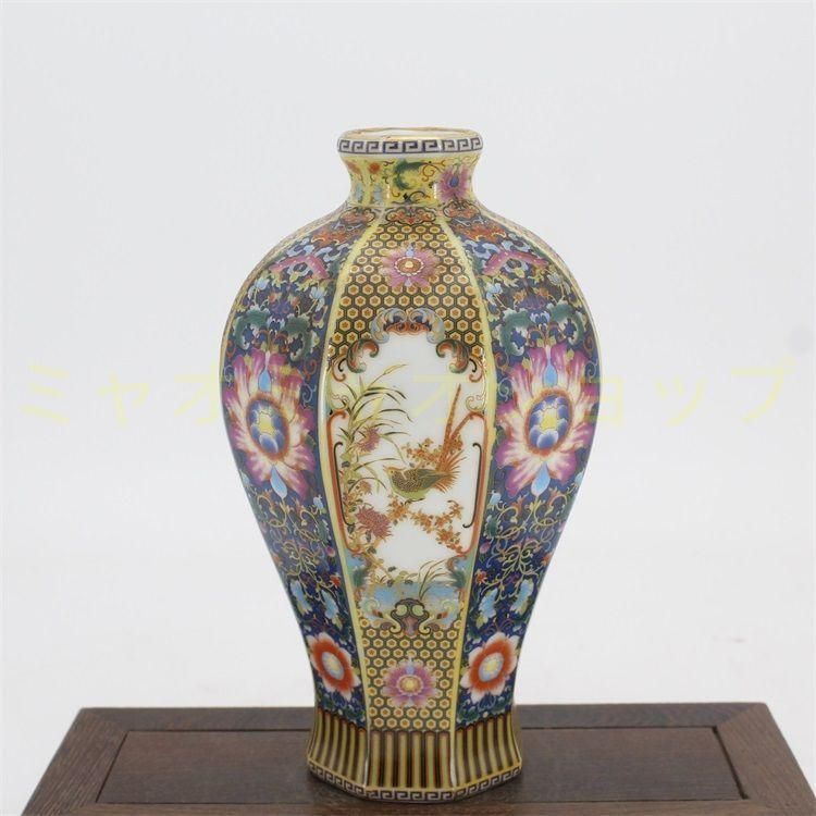 琺瑯彩花鳥八方梅瓶 景徳鎮 陶磁器 装飾品 現代工芸品 美術品 置物 琺瑯彩花鳥八方梅瓶 景徳鎮 陶磁器 装飾品 現代工芸品 美術品