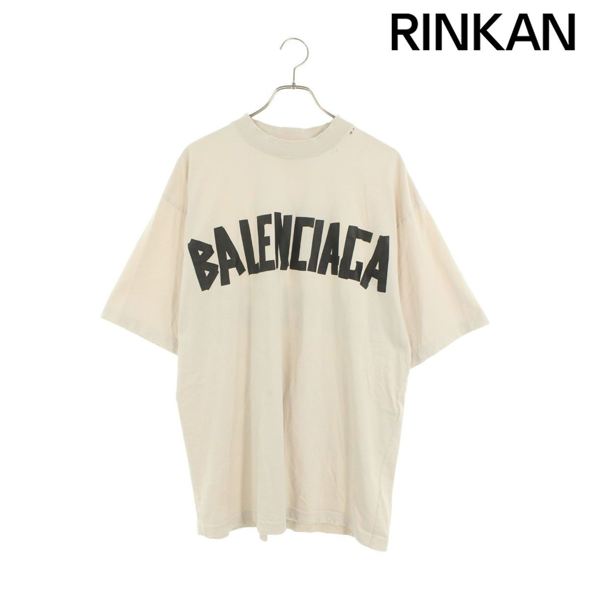 バレンシアガ 739784 TQVQ8 テープロゴダメージ加工Tシャツ バレンシアガ 739784 TQVQ8 テープロゴダメージ加工Tシャツ