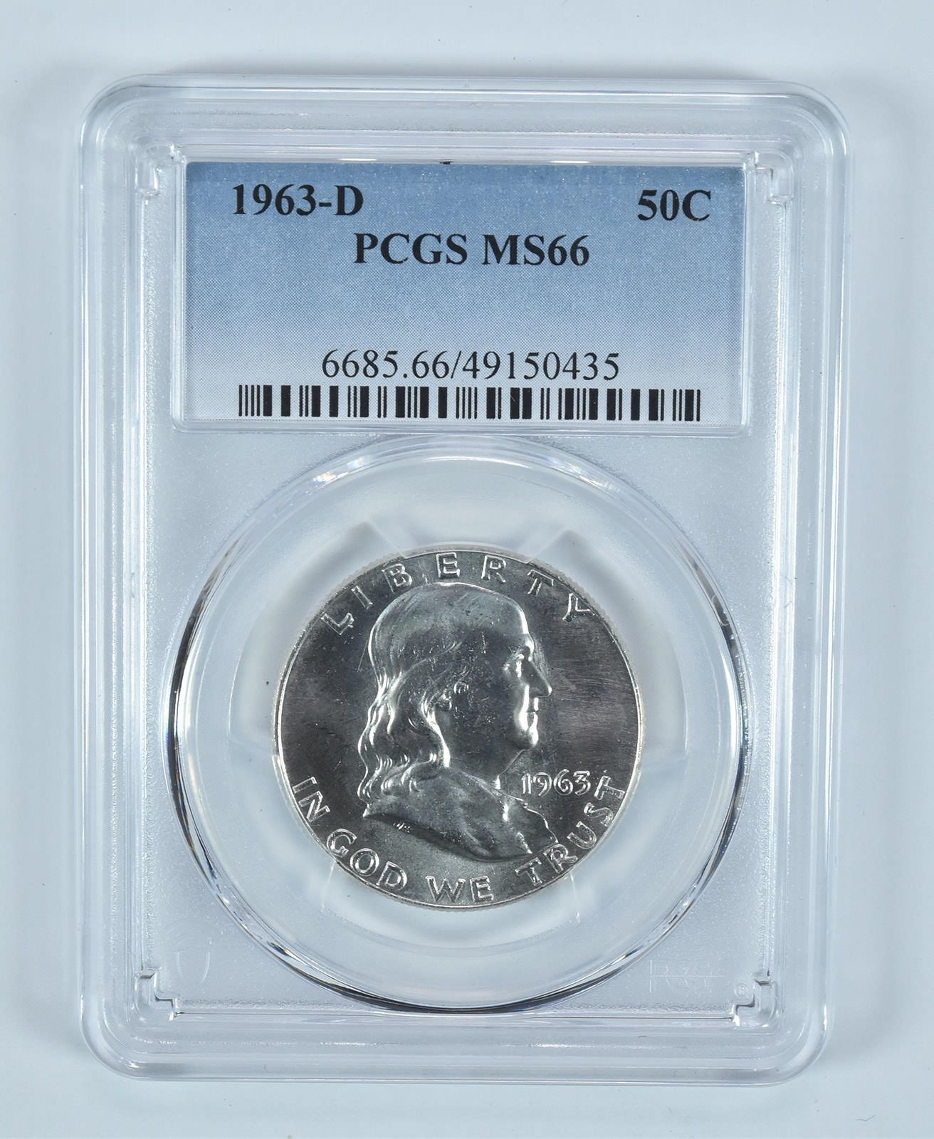 1963年-D フランクリン ハーフダラー MS66 PCGS ブルーラベル
