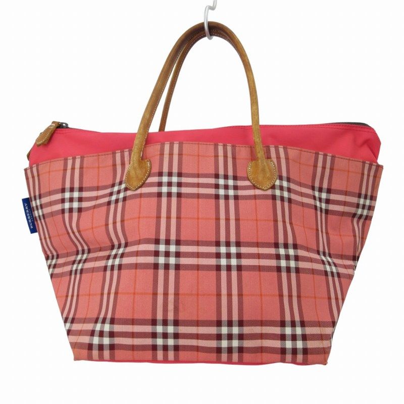 訳あり BURBERRY BLUE LABEL ハンドバッグ ピンク チェック BURBERRY