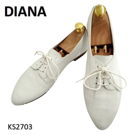 【新品】DIANA ダイアナ　オペラシューズ　リボン　レザー　ポインテッド 白 靴・バッグのダイアナ通販サイト ｜ EM41178: シューズ