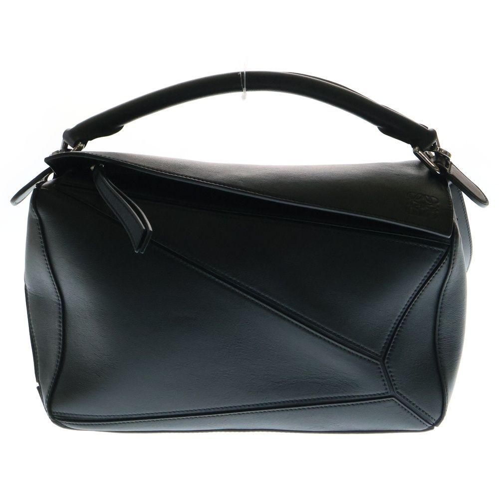 ロエベ レザー 2WAYハンドバッグ ブラック×シルバー