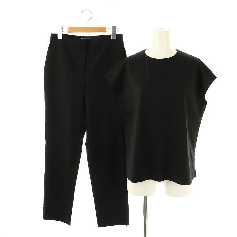 セオリーリュクス theory luxe 24AW Newan Lucka CAROL ブラウス フレンチスリーブ パンツ テーパード セットアップ 38 40 ブラック |HK OS