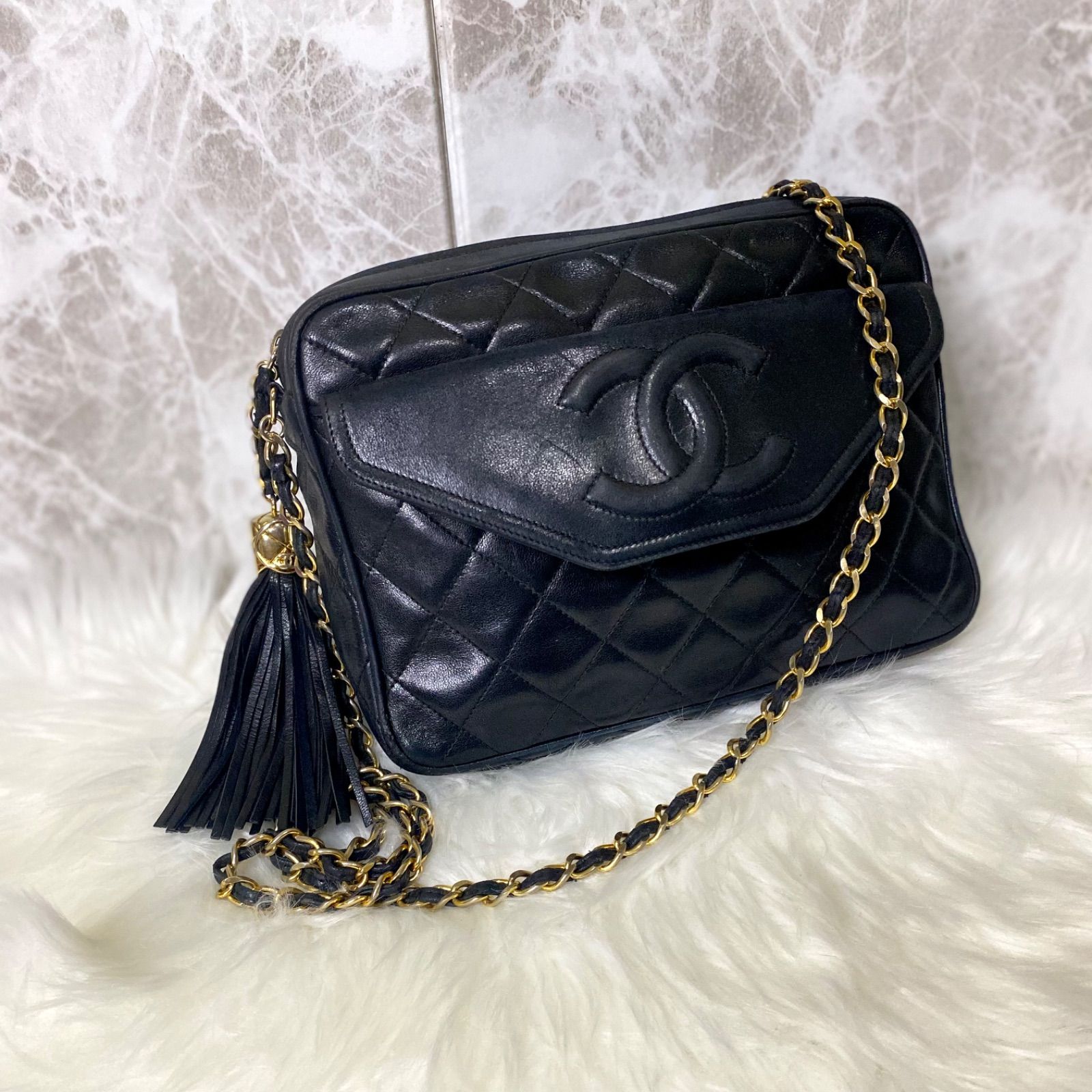 最終値下げ！正規品♡シャネル マトラッセ Wチェーン ヴィンテージ・フリンジ付き CHANEL シャネル/ヴィンテージ/マトラッセ/Wフラップラムスキン