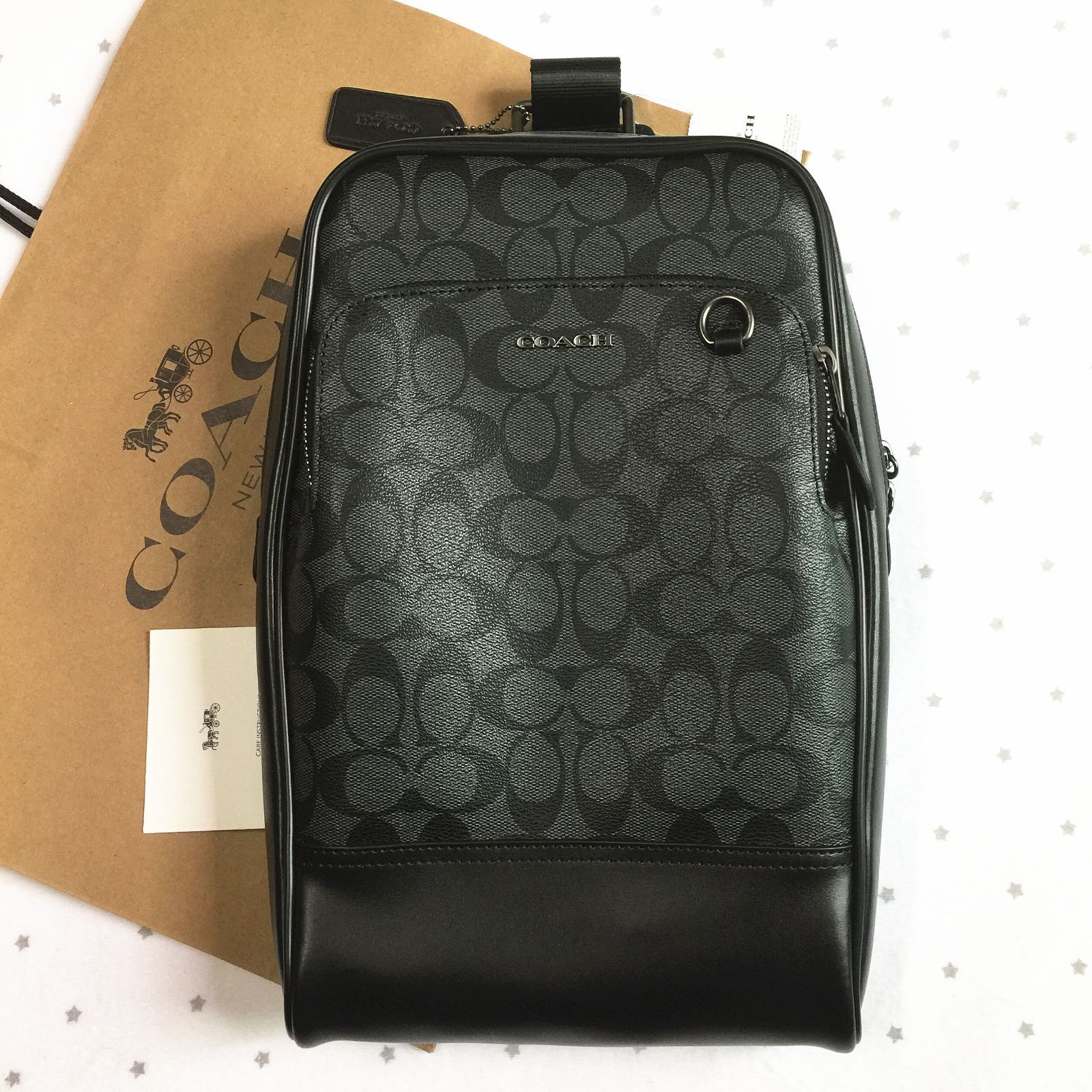 セール中】COACH コーチバッグ F89937 チャコール×ブラック スリング