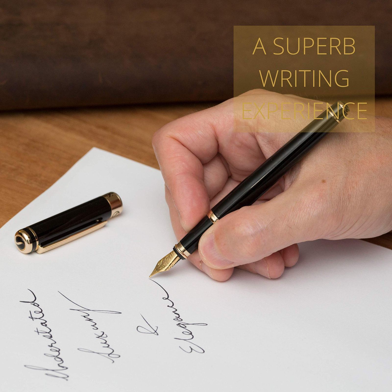 在庫 職場 重役 ギフトセット プロフェッショナル 男性にも女性にも最適 18K金メッキペン先 ミディアム Schmidt 24K金仕上げ 魅力的な美しさ 黒漆24K金仕上げ 黒 万年筆 最 Scriveiner