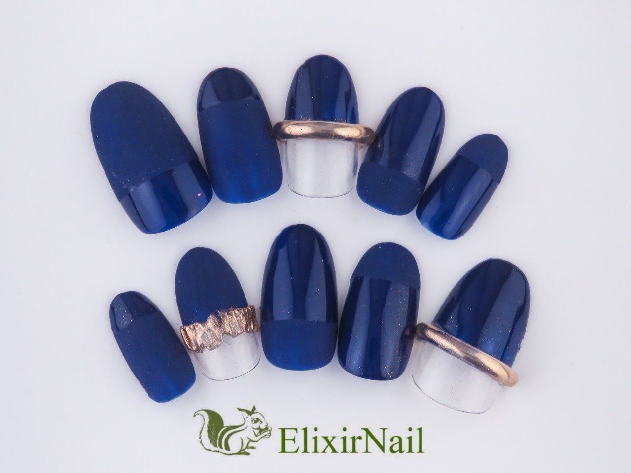 現品】ネイルチップ 青 リングネイル マット - メルカリ