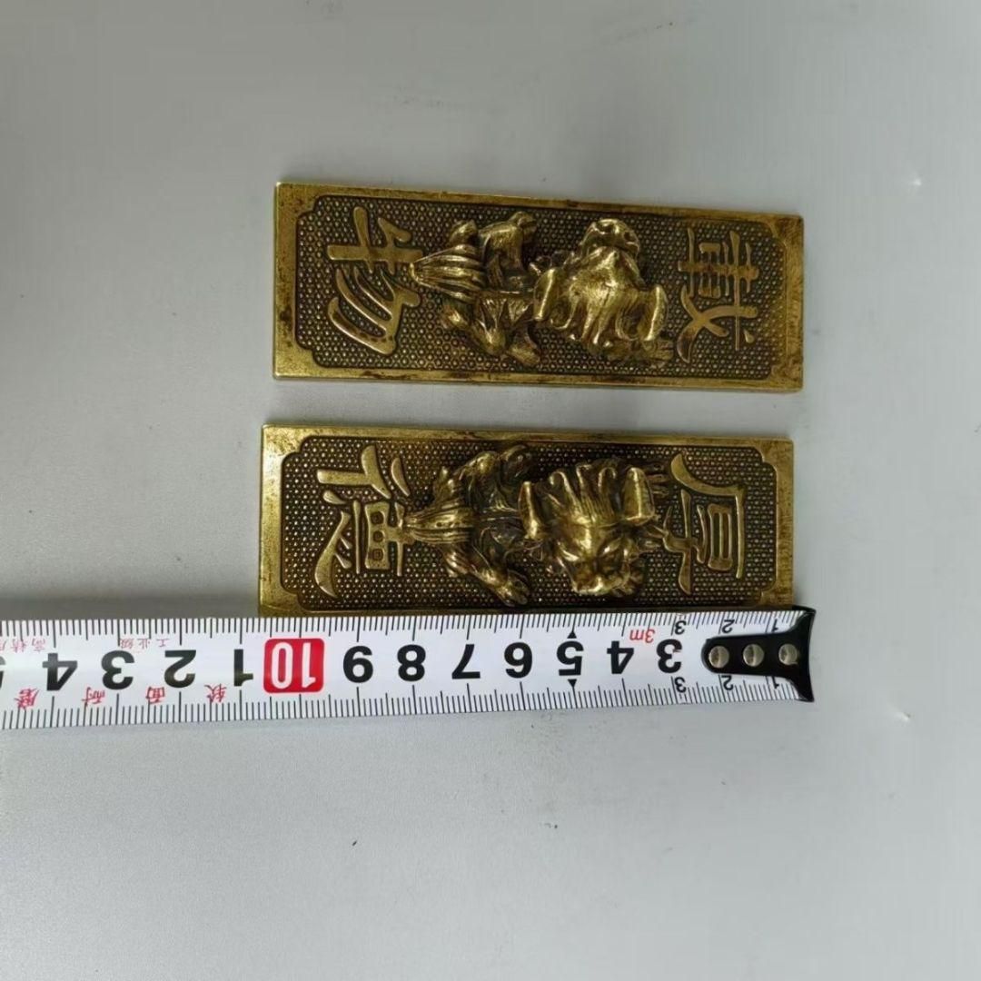鎮尺 獅子厚徳載物方形鎮紙 銅器 工芸品 置物 - メルカリ