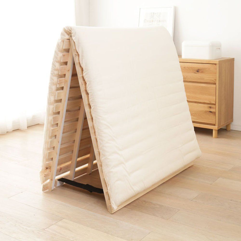 二つ折り 折りたたみ 2つ折り すのこマット セミダブル 国産ヒノキ マット 檜 ベッド ベッドフレーム すのこベッド アイリスプラザ 通気性