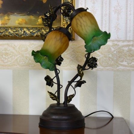 テーブルライト ランプ 室内エッセンス グリーンブッド2灯タッチランプ LED電球対応 北欧 アンティーク クラシック 4004