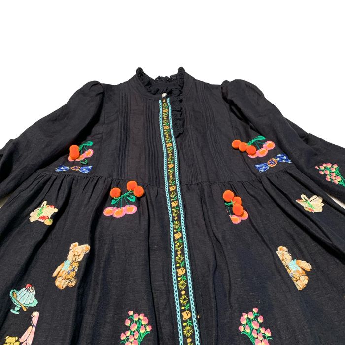 1点限り】yukiemon メリー ワンピース マキシ リネン さくらんぼ ベア  