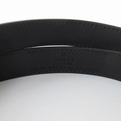 GUCCI ダブルGバックル ウェブストライプ ベルト/ サイズ80 グッチ GUCCI 美品 ダブルG スリムベルト GG レザー 黒 ブラック